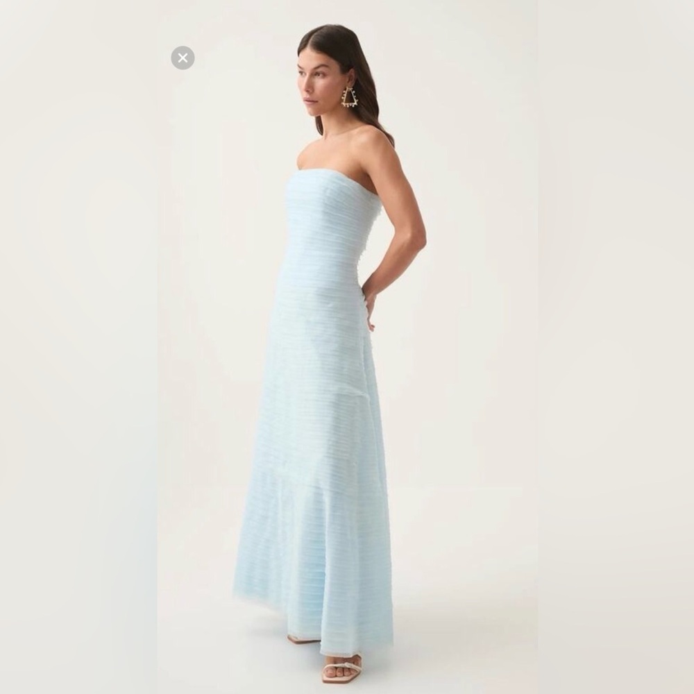 Aje Strapless Pale Blue Maxi Dress